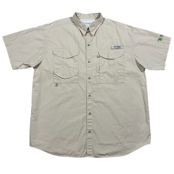Columbia PFG Mens Beige Short Sleeve Outdoors Fishing Shirt Size XL - Picture 1 of 6